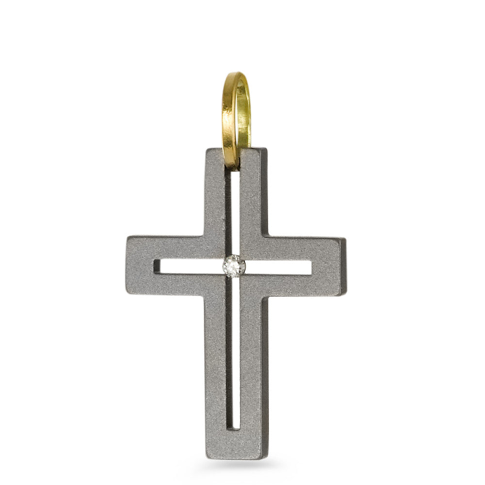 Pendentif Titane, Or jaune 18K Diamant 0.01 ct, w-si