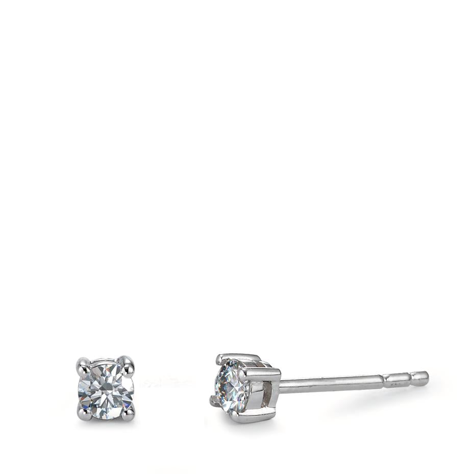 Clous d'oreilles Or blanc 18K Diamant 0.15 ct, 2 Pierres, w-si Ø3 mm