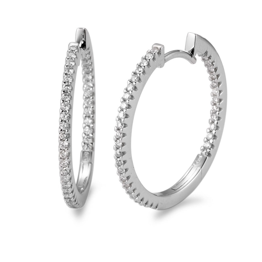 Créoles à charnières Or blanc 18K Diamant blanc, 0.50 ct, 74 Pierres, brillant, w-si