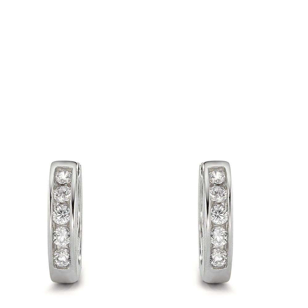 Créoles à charnières Argent Zircone blanc Rhodié