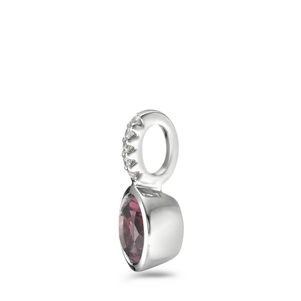 Pendentif Or blanc 18K Rhodolite, Diamant 0.02 ct, 5 Pierres, w-si Ø6 mm