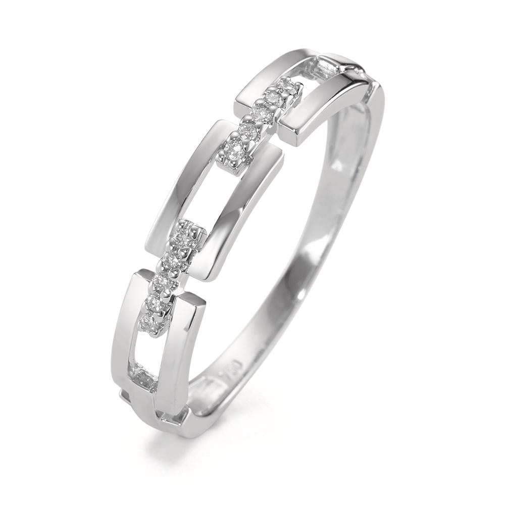 Bague Or blanc 18K Diamant 0.04 ct, 10 Pierres, brillant, w-si
