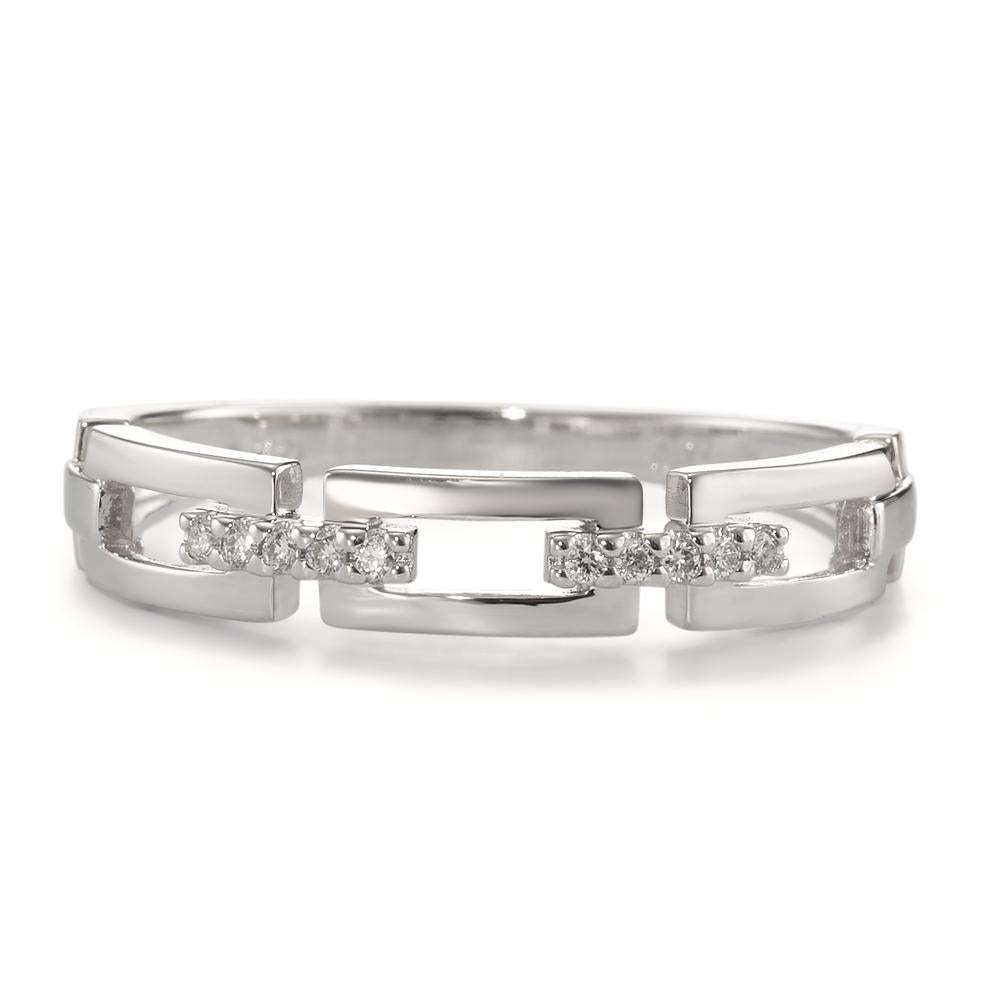 Bague Or blanc 18K Diamant 0.04 ct, 10 Pierres, brillant, w-si