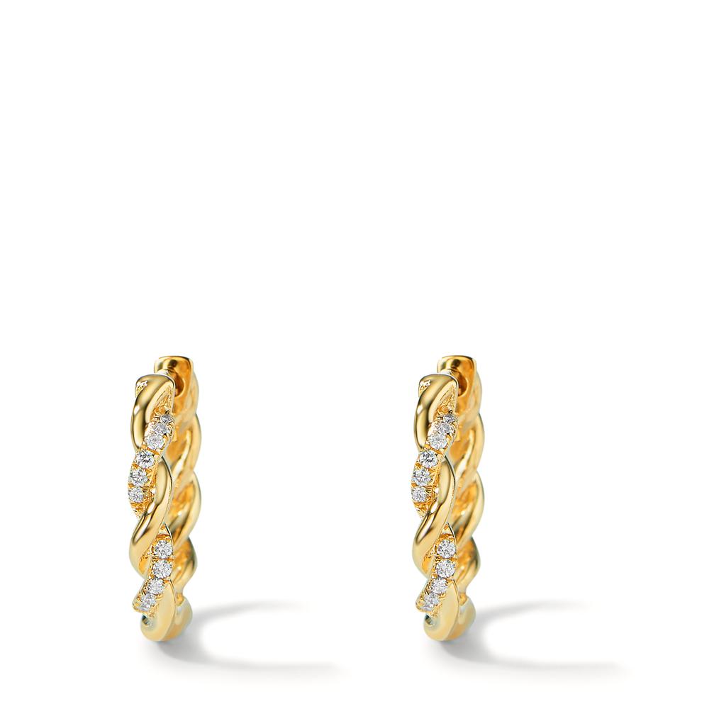 Créoles à charnières Or jaune 18K Diamant 0.09 ct, 24 Pierres, w-si
