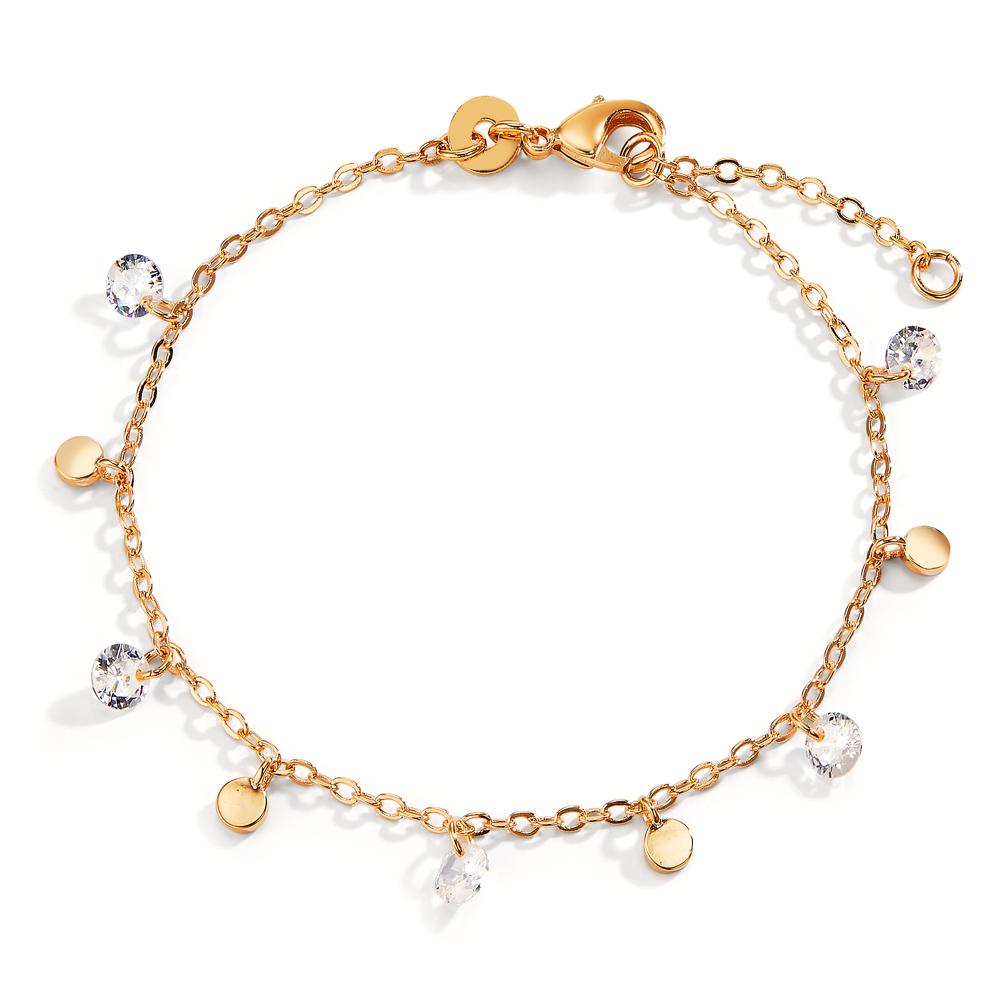 Bracelet Bronze Zircone 5 Pierres Plaqué or 16-18 cm