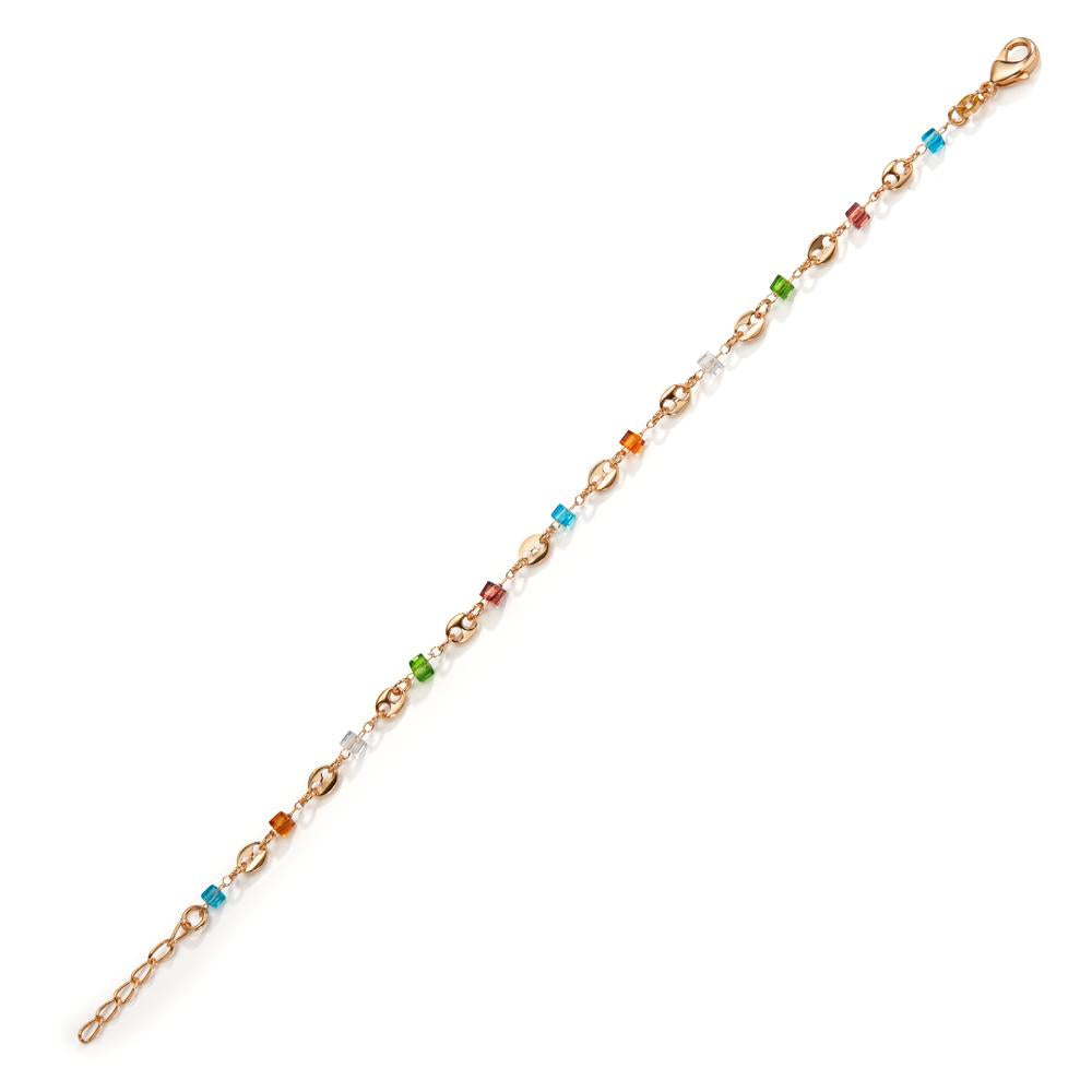 Bracelet Bronze Cristal coloré, 11 Pierres Plaqué or 16-18 cm