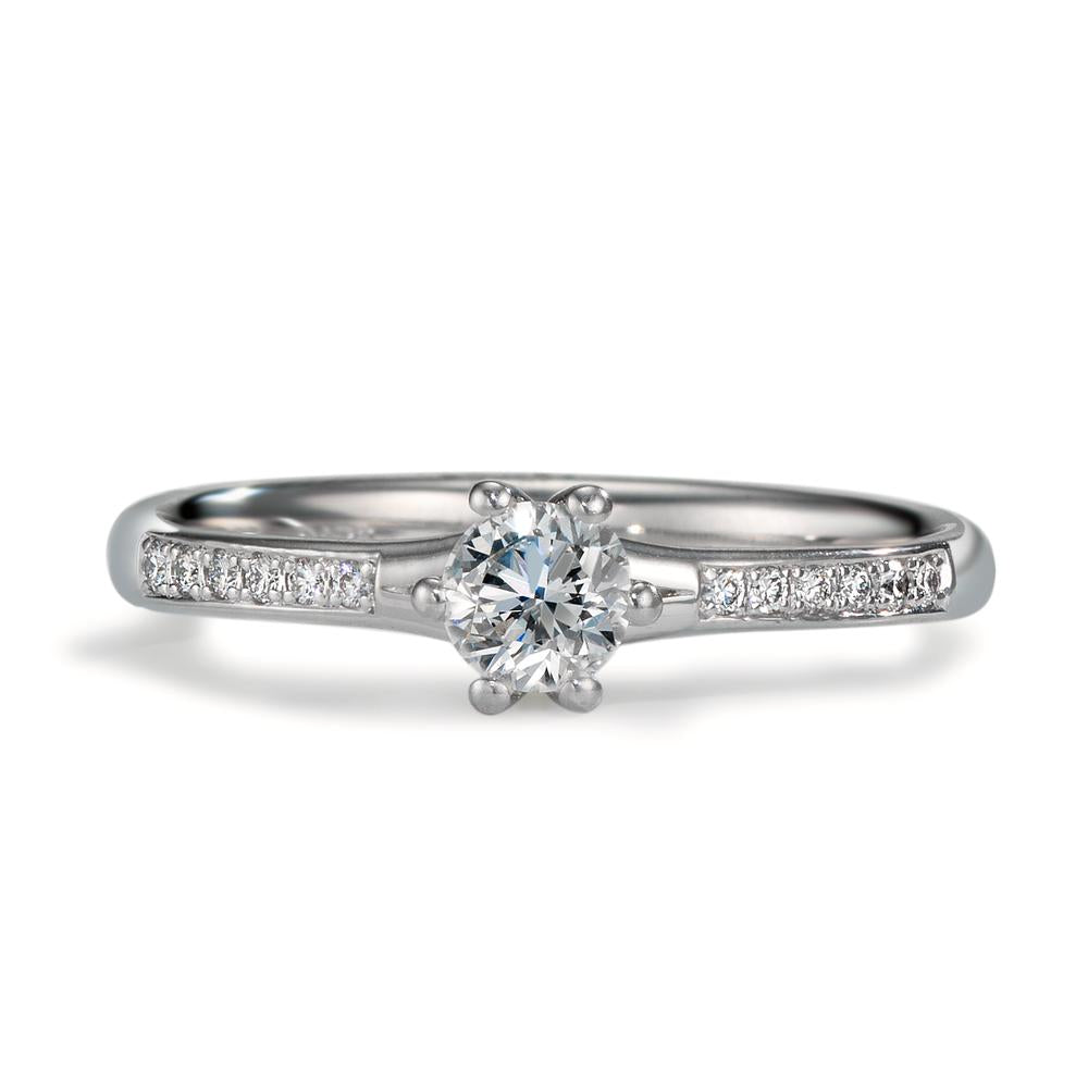 Bague solitaire Platine 950 Diamant 0.364 ct, 13 Pierres, w-si, GIA