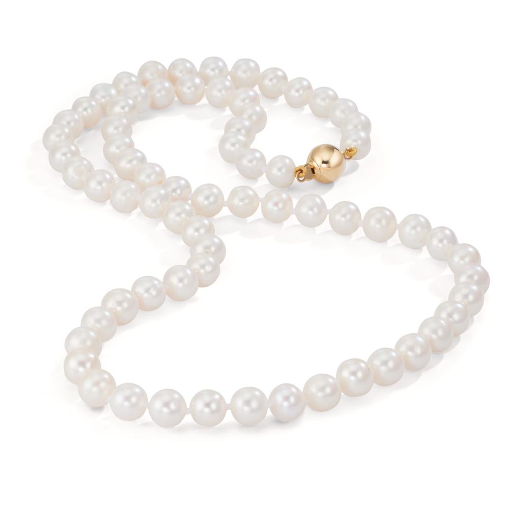 Collier Or jaune 18K perle d'eau douce blanc 6-7 mm 50 cm