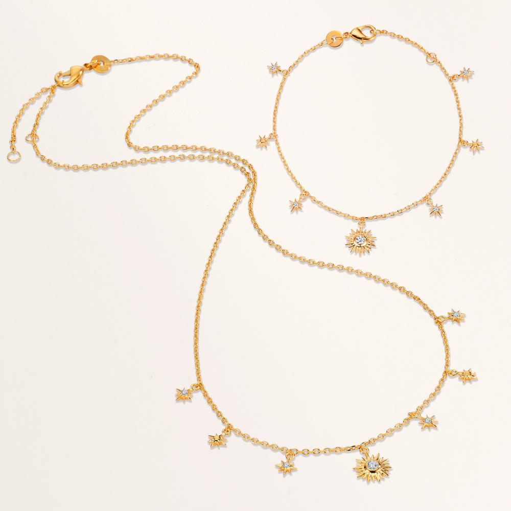 Collier Bronze Zircone 7 Pierres plaqués or 3 microns Étoile 40-45 cm