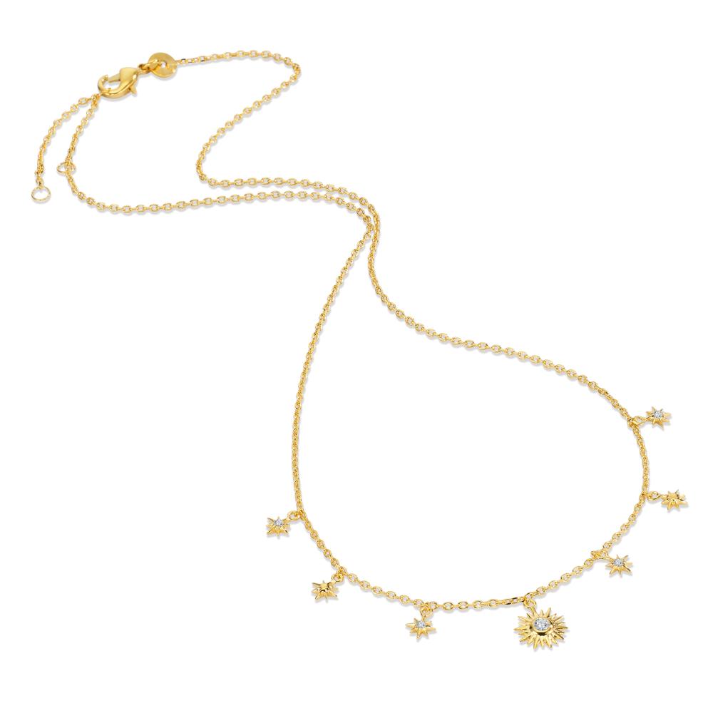 Collier Bronze Zircone 7 Pierres plaqués or 3 microns Étoile 40-45 cm