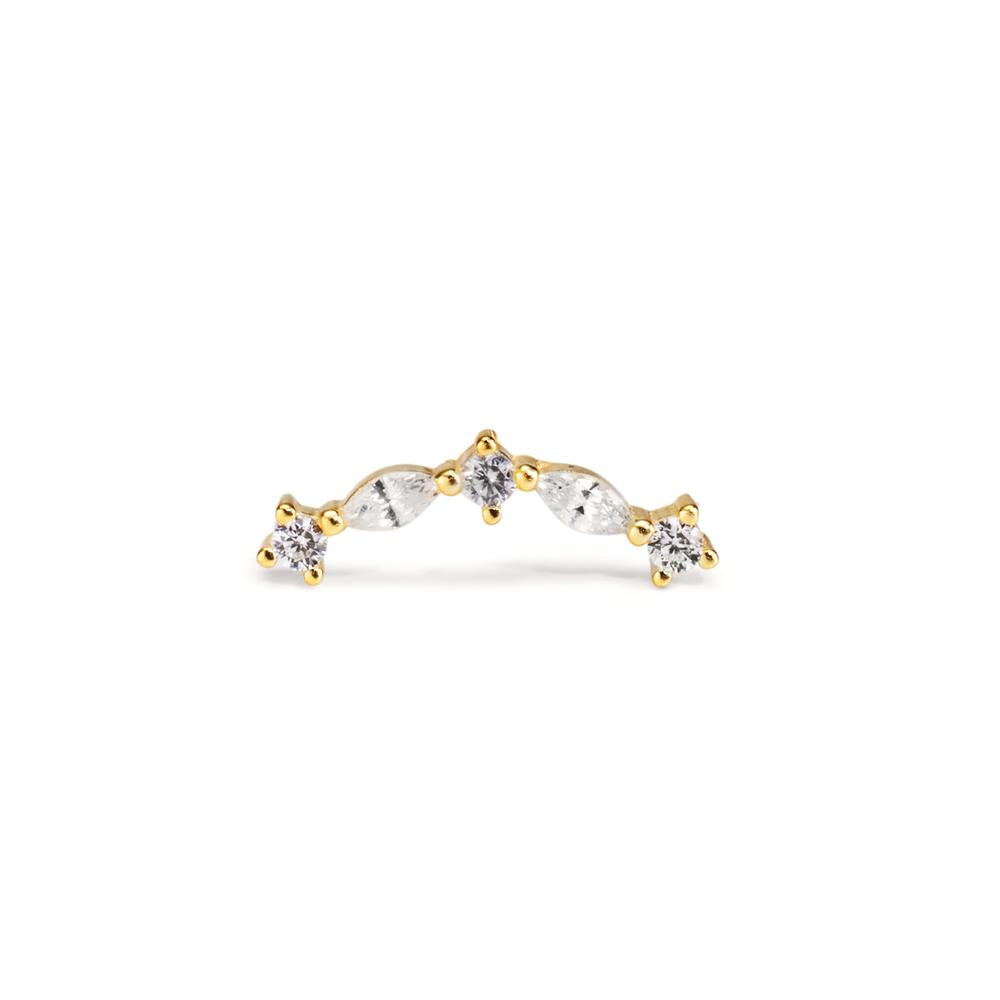 Piercing Argent Zircone 5 Pierres jaune Plaqué or
