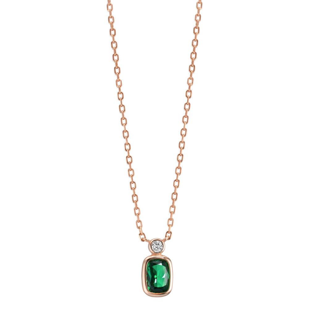 Collier Argent Zircone vert, Zircone blanc rosé Plaqué or 40-45 cm