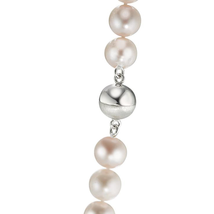 Collier Argent Rhodié perle d'eau douce, 8.5 mm 60 cm