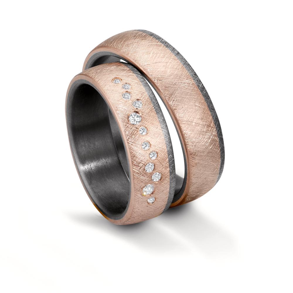 Alliance Tantale 999, Or rose 14K Diamant 0.105 ct, 12 Pierres, w-si