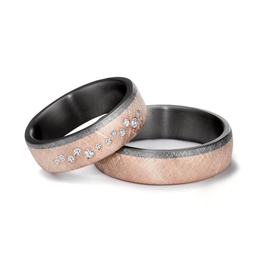 Alliance Tantale 999, Or rose 14K Diamant 0.105 ct, 12 Pierres, w-si