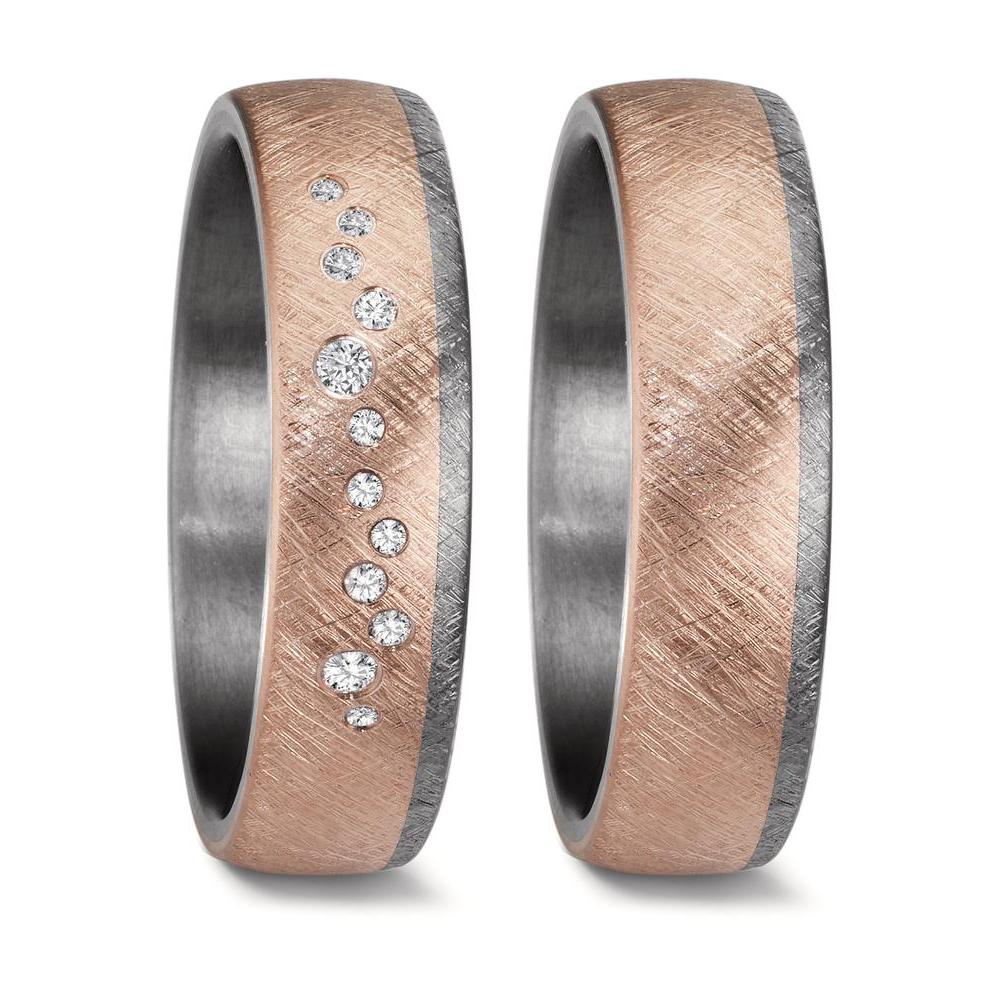 Alliance Tantale 999, Or rose 14K Diamant 0.105 ct, 12 Pierres, w-si