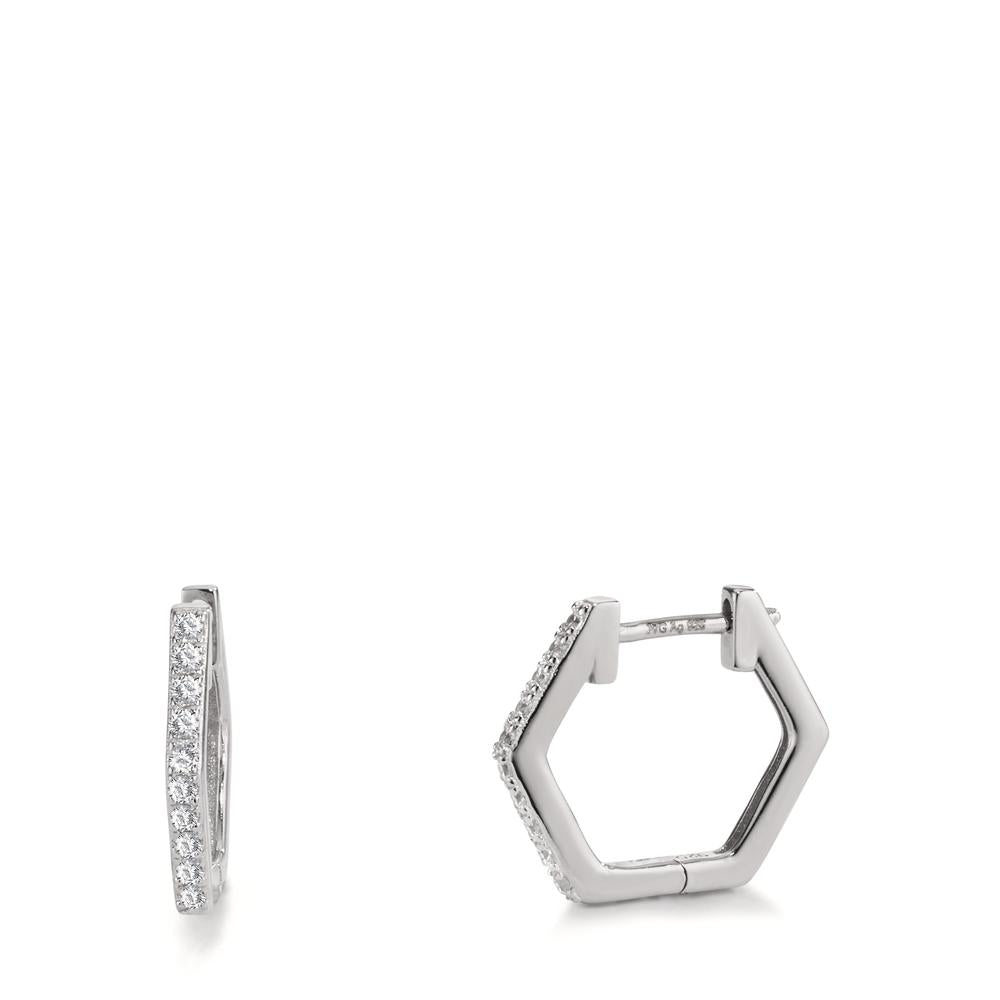 Créoles à charnières Argent Zircone 20 Pierres Rhodié