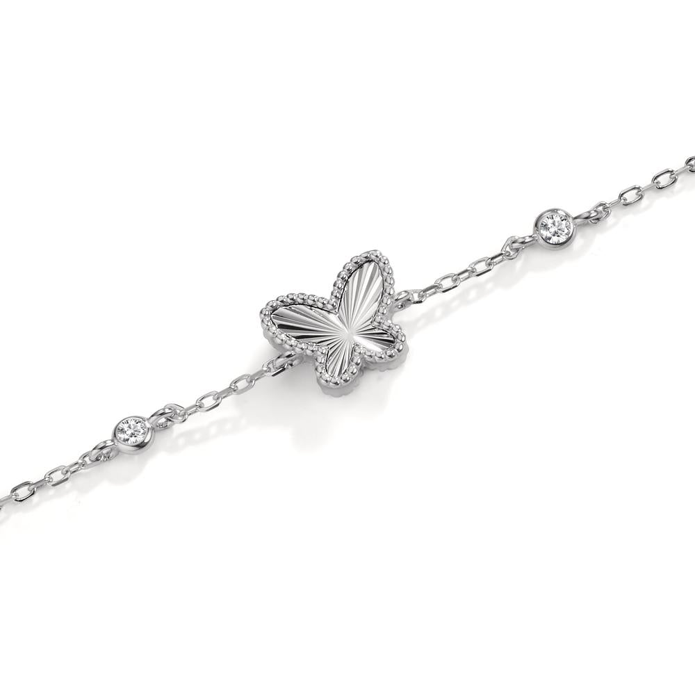 Bracelet argent zircone 4 pierres rhodié papillon réglable