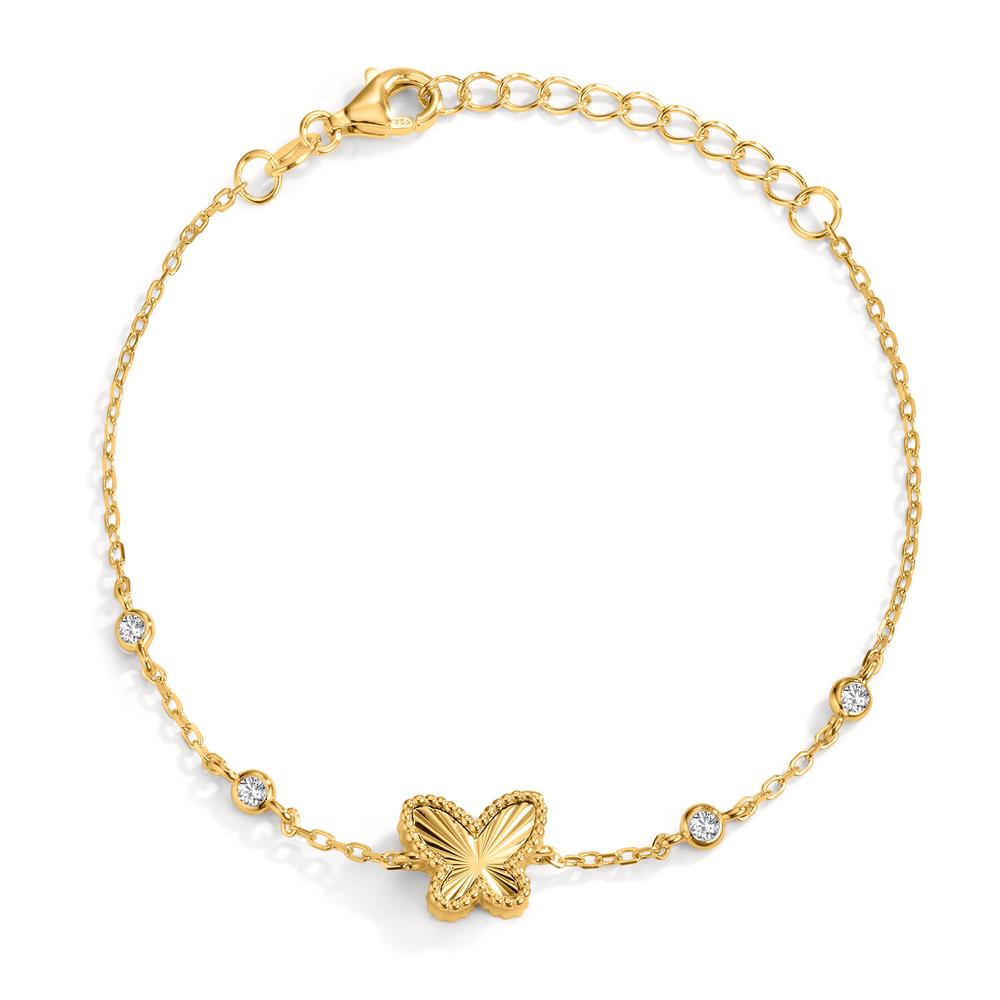 Bracelet papillon argent zircone plaqué or réglable