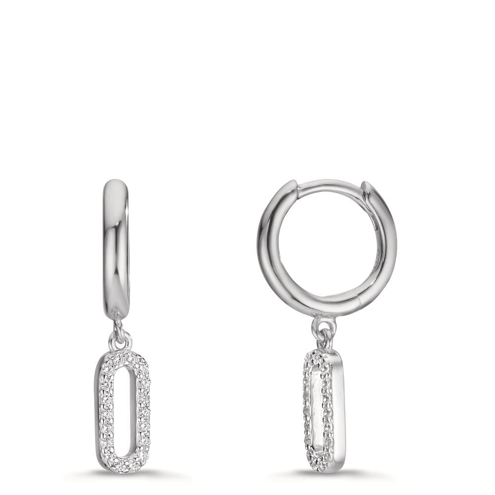 Créoles à charnières Argent Zircone Rhodié