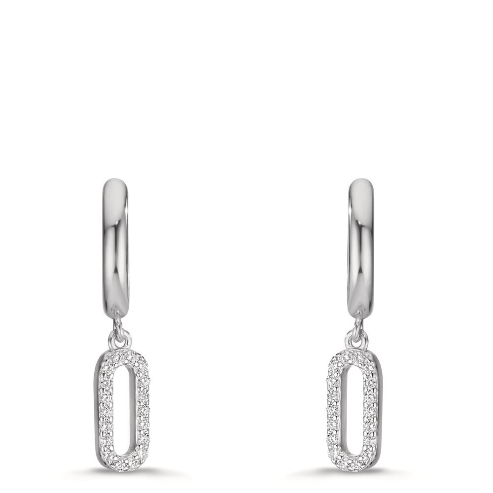 Créoles à charnières Argent Zircone Rhodié