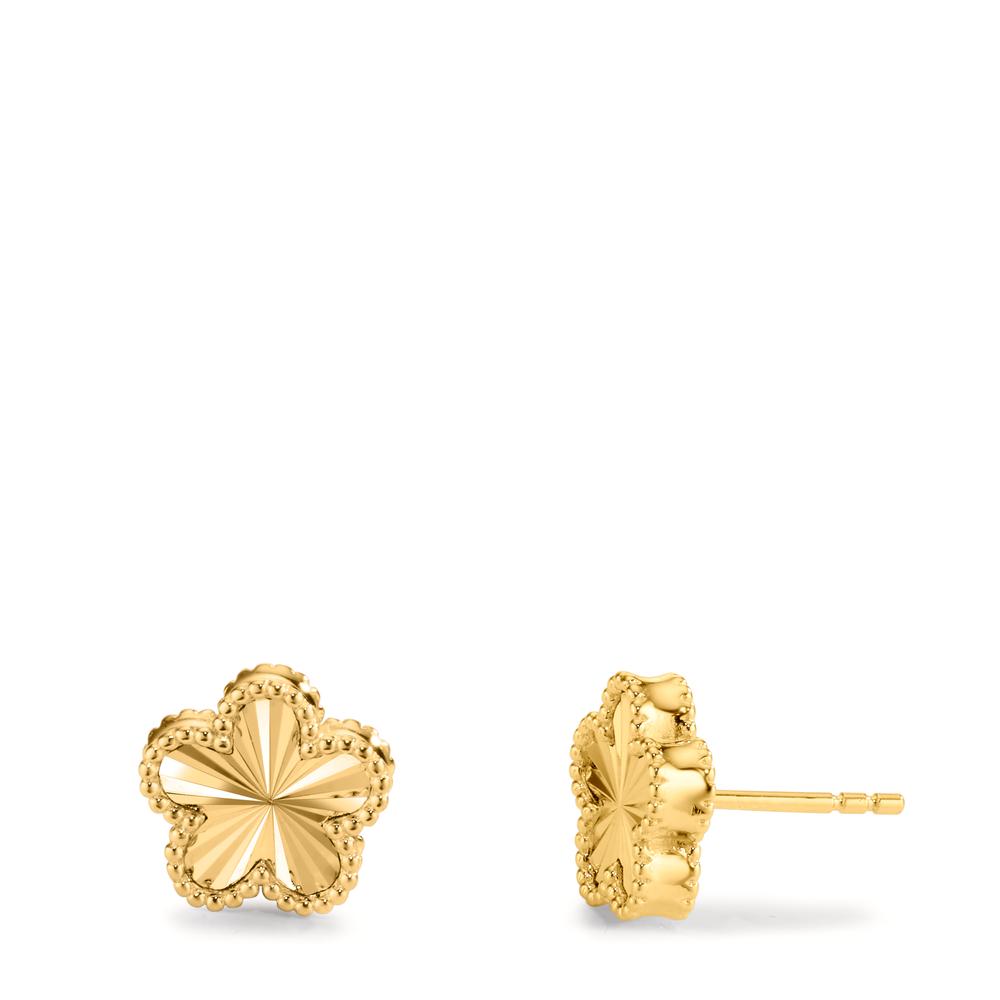 Boucles d'oreilles clous argent zircone plaqué or jaune fleur Ø10 mm