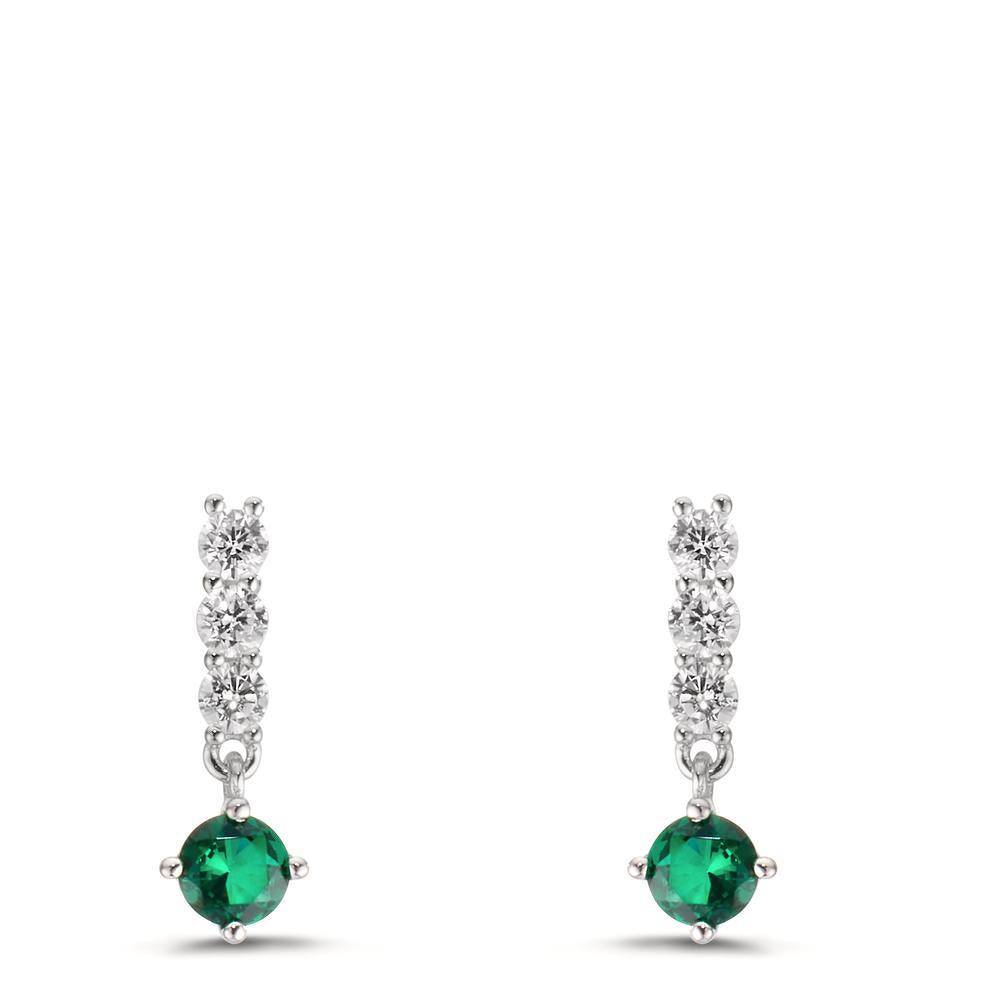Boucles d'oreilles argent zircone 8 pierres rhodiées