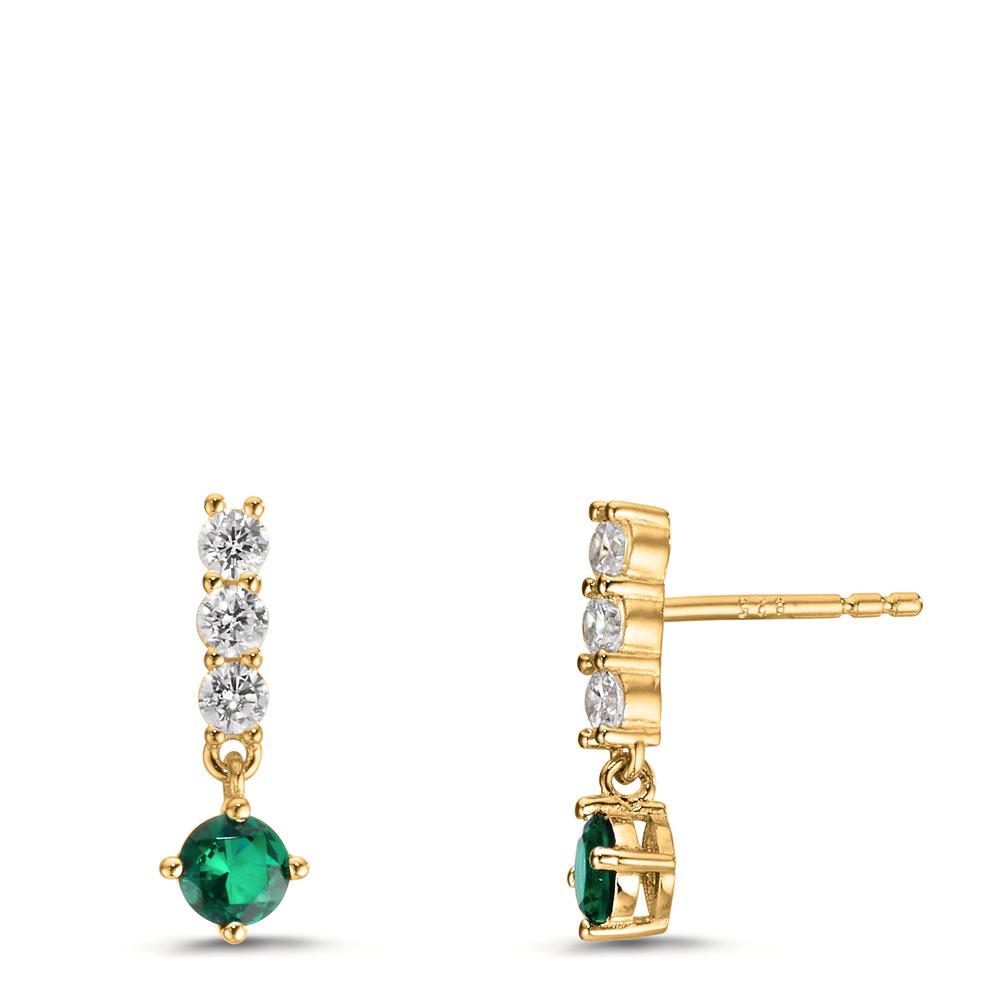 Boucles d'oreilles argent zircone 8 pierres plaqué or jaune