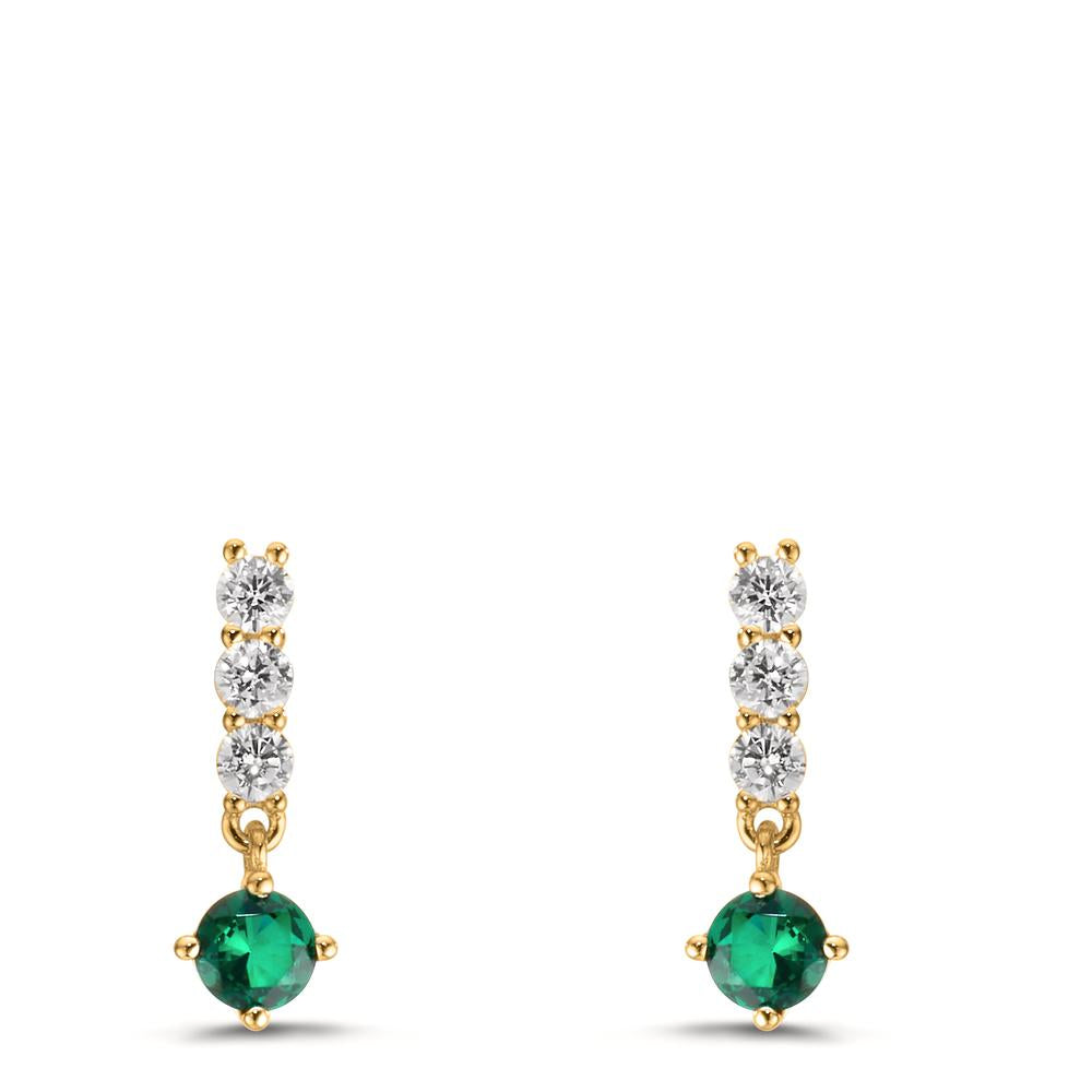 Boucles d'oreilles argent zircone 8 pierres plaqué or jaune
