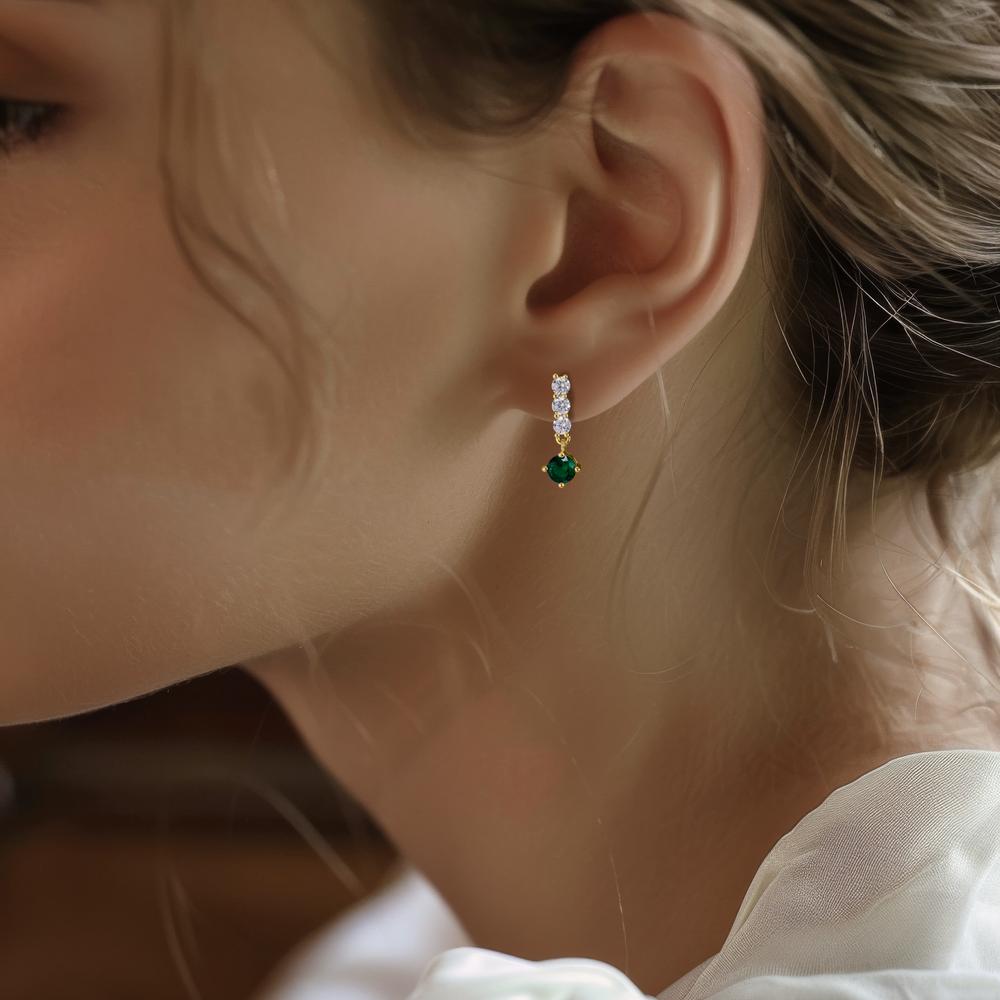 Boucles d'oreilles argent zircone 8 pierres plaqué or jaune