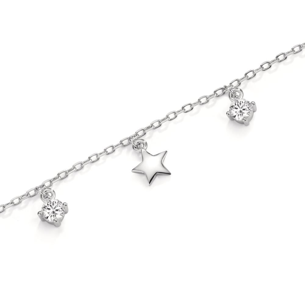 Bracelet Argent Zircone 2 Pierres Rhodié Étoile 16-19 cm