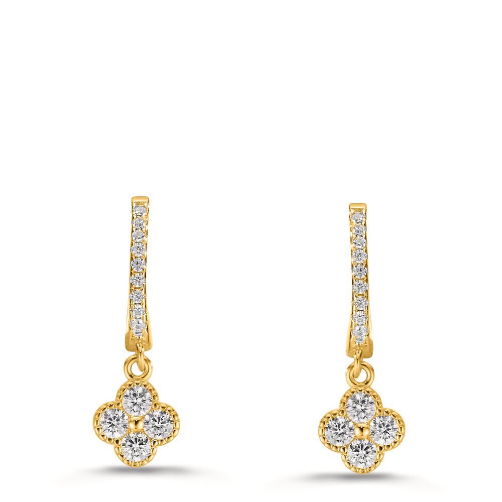 Pendant d'oreilles Argent Zircone jaune Plaqué or Fleur