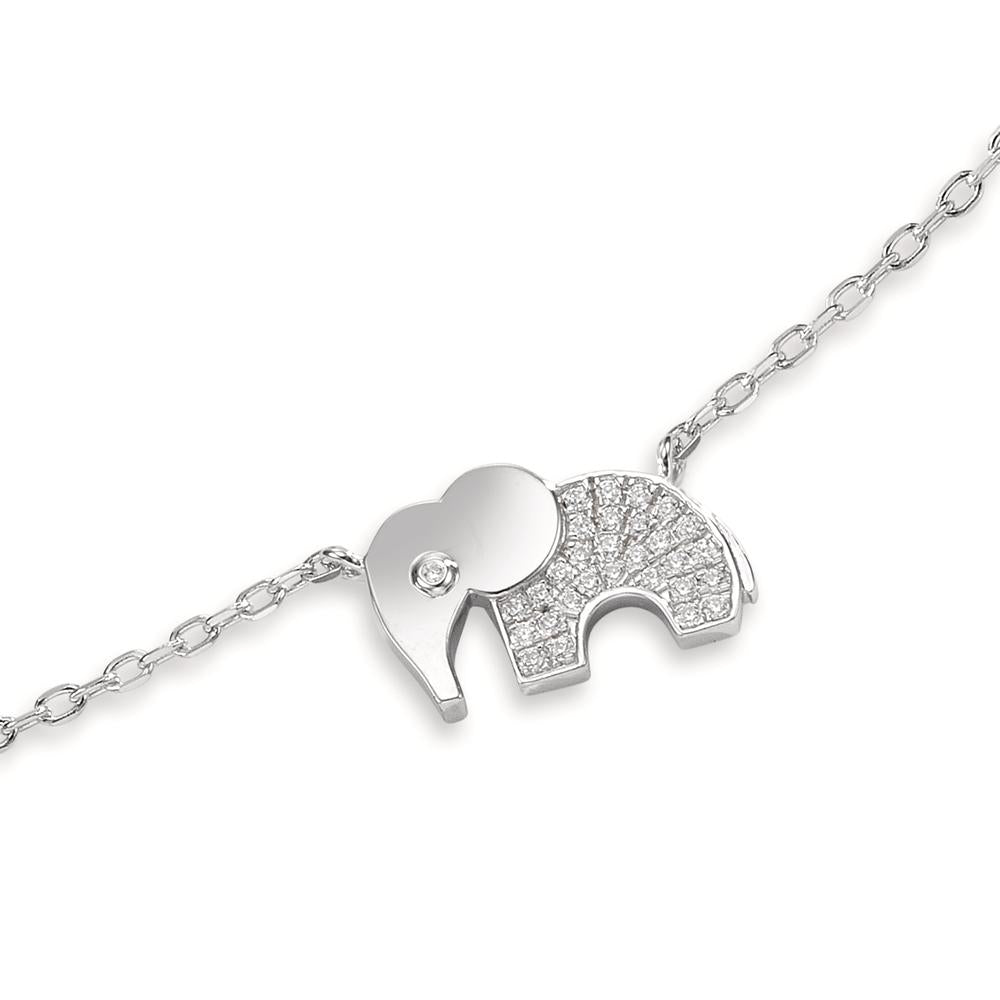Bracelet Argent Zircone Rhodié Éléphant 16-18 cm
