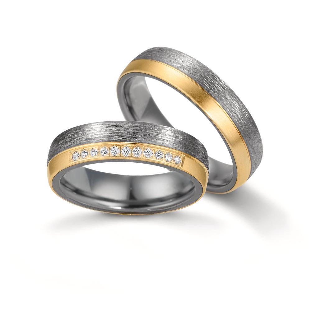 Alliance Tantale 999, Or jaune 14K Diamant 0.11 ct, 11 Pierres, w-si