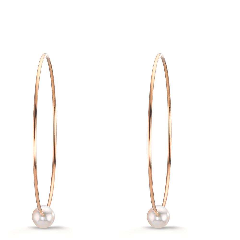 Créoles Or rouge 18K perle Akoya, 6 mm