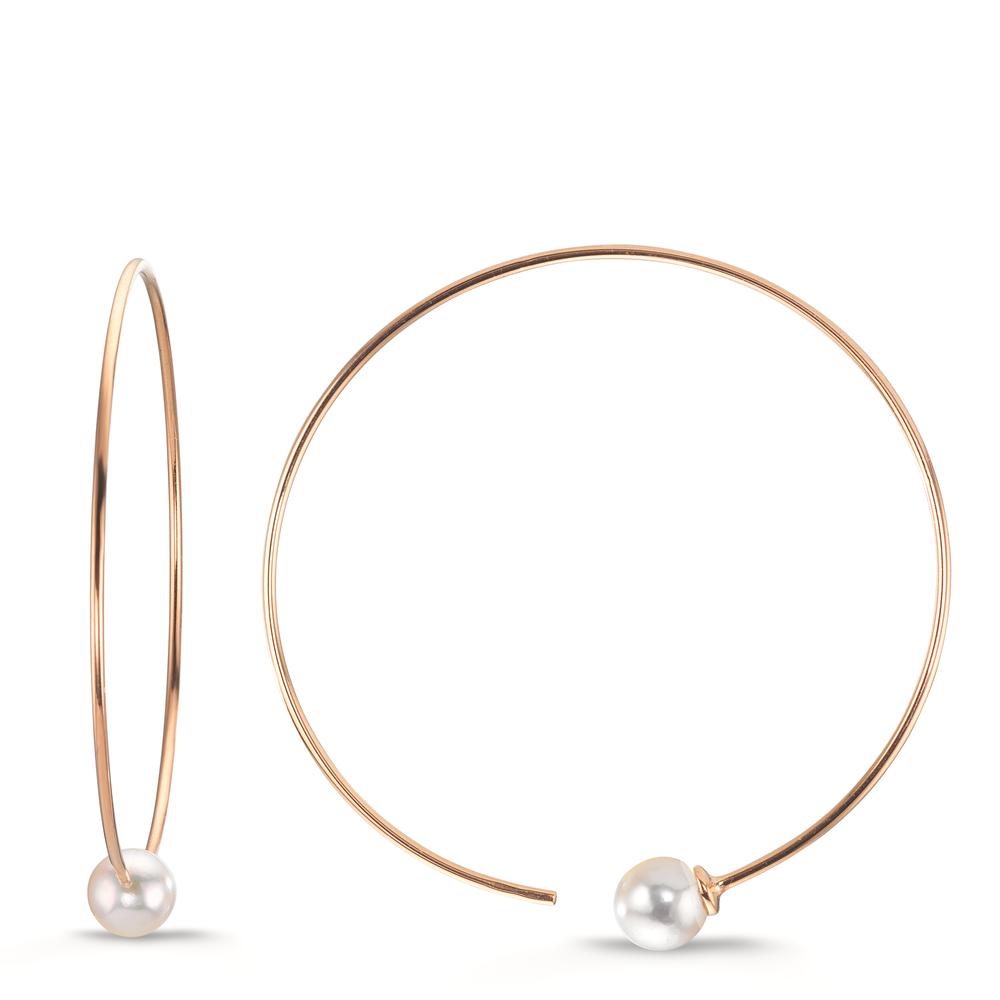 Créoles Or rouge 18K perle Akoya, 6 mm