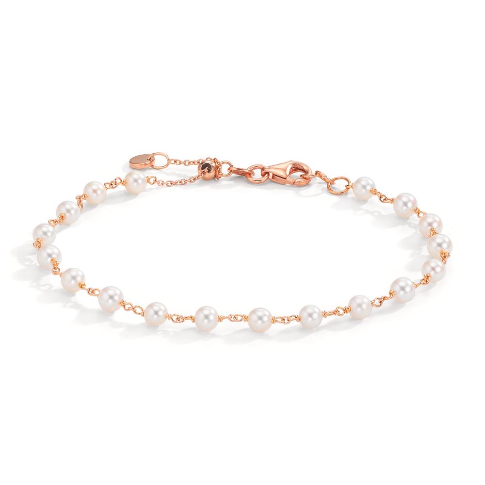 Bracelet Or rouge 18K perle d'eau douce, 18 Perles, 3.5 mm 16.5-18.5 cm