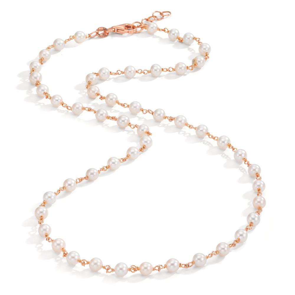 Collier Or rouge 18K perle d'eau douce, 50 Perles, 3.5 mm 41-42 cm