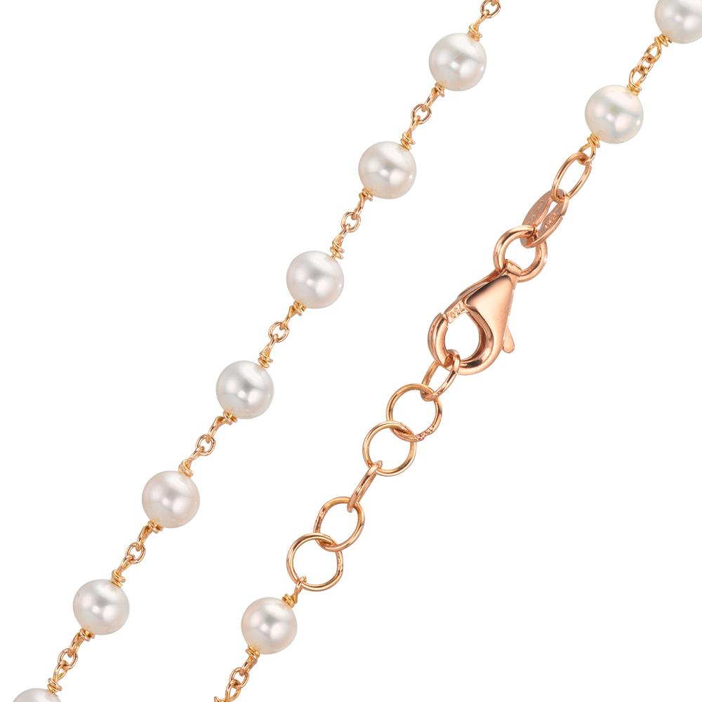 Collier Or rouge 18K perle d'eau douce, 50 Perles, 3.5 mm 41-42 cm