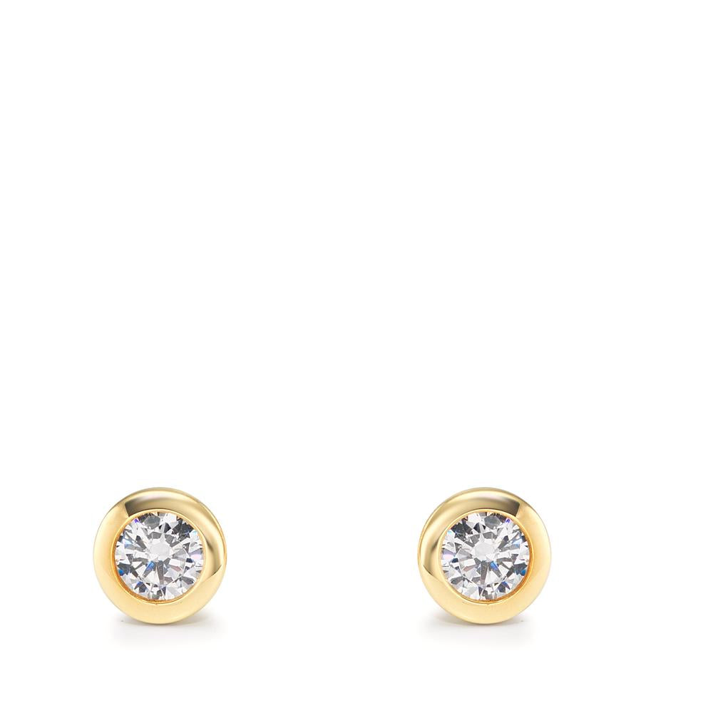 Clous d'oreilles Or jaune 9K Zircone 2 Pierres Ø5 mm