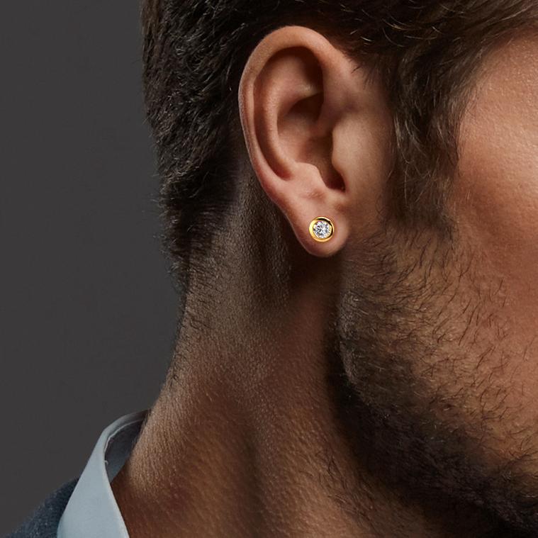 Clous d'oreilles Or jaune 9K Zircone 2 Pierres Ø5 mm