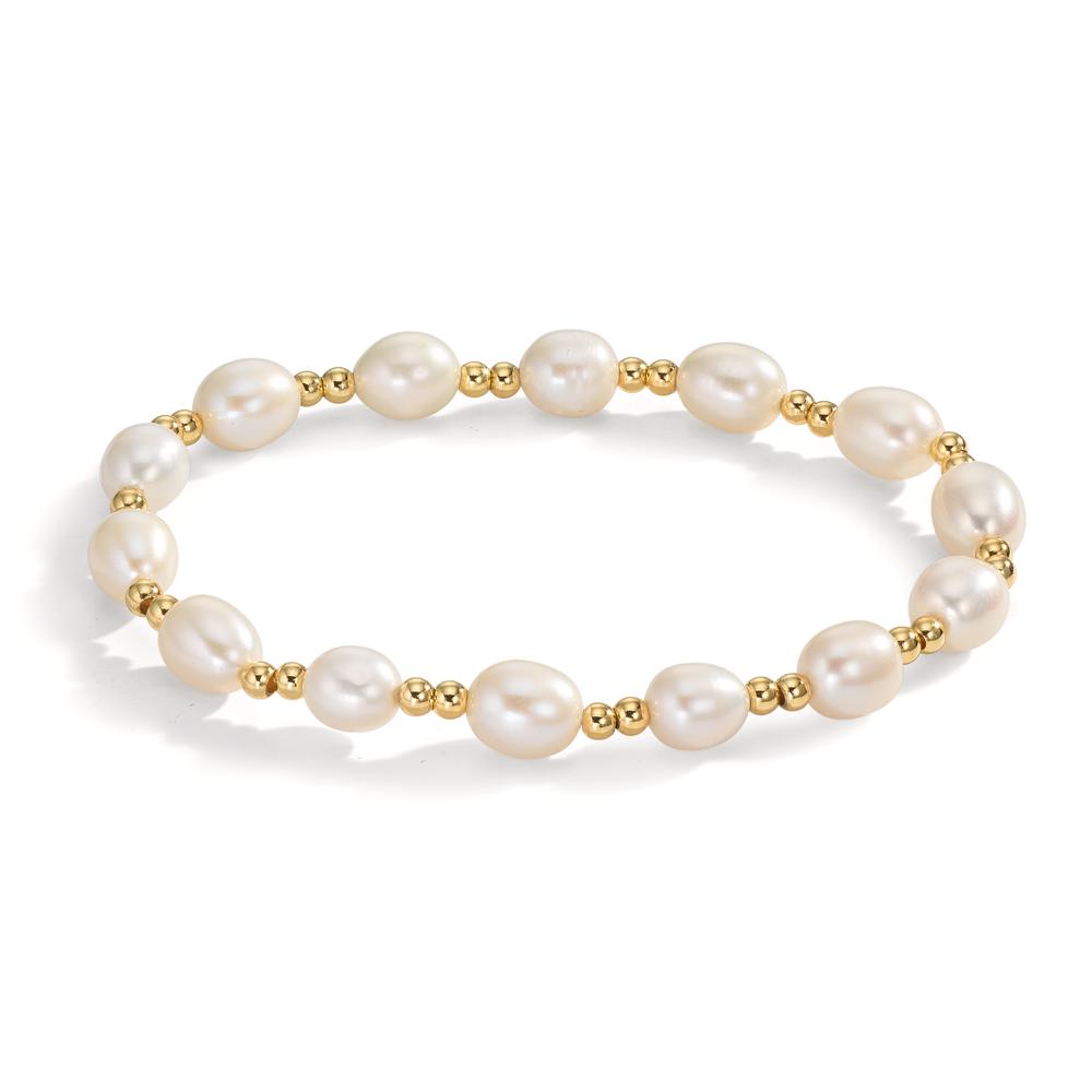 Bracelet Acier inoxydable jaune PVD perle d'eau douce 6.5-7 mm 18.5 cm