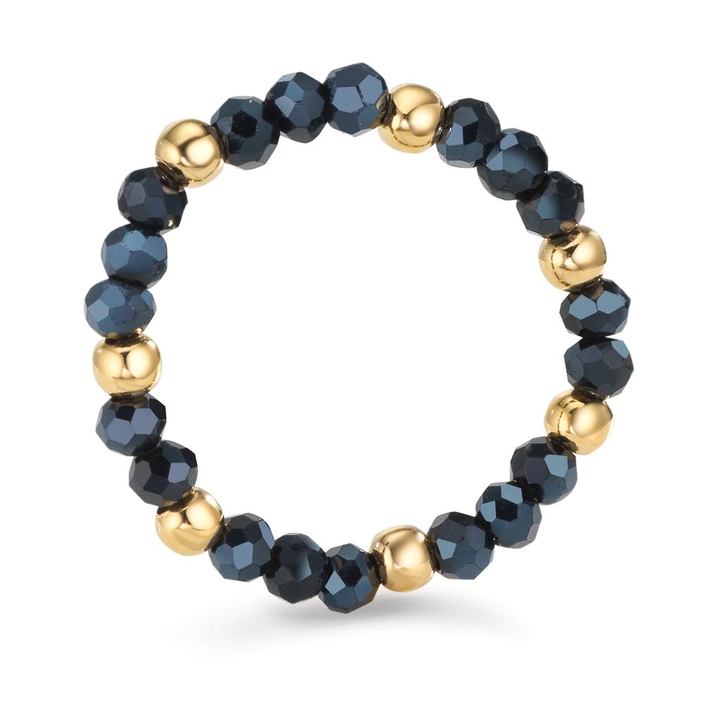 Bague Acier inoxydable Cristal bleu, 3 mm jaune PVD