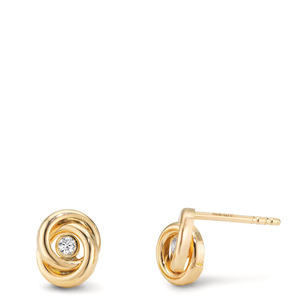 Clous d'oreilles Or jaune 9K Zircone 2 Pierres Ø7 mm