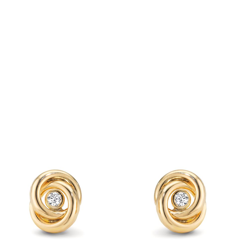 Clous d'oreilles Or jaune 9K Zircone 2 Pierres Ø7 mm