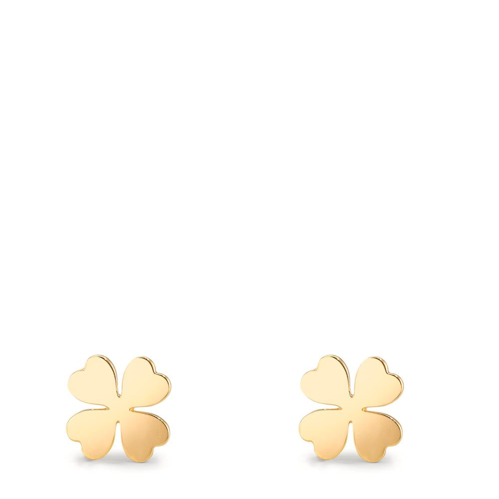 Clous d'oreilles Or jaune 9K Feuille de Trèfle Ø6 mm