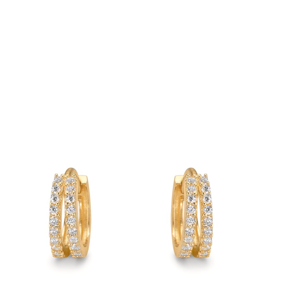 Créoles à charnières Or jaune 9K Zircone 36 Pierres