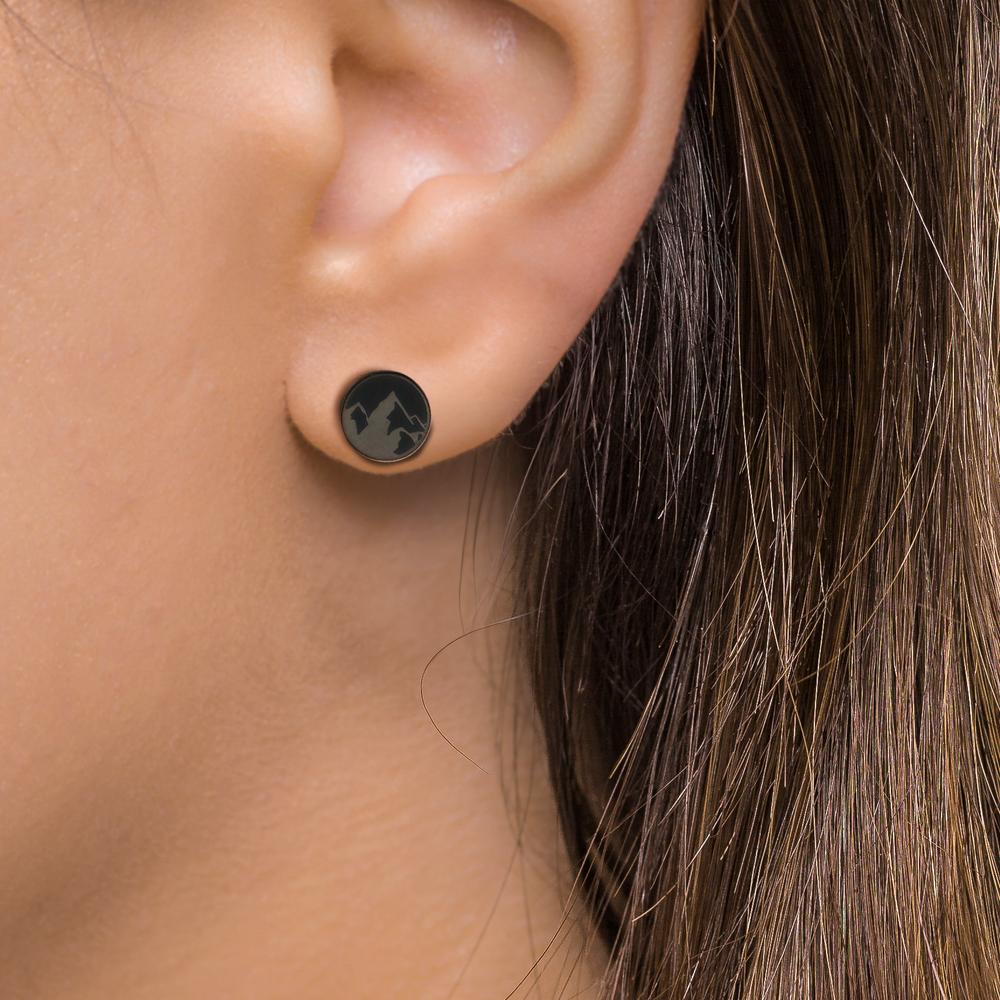 Clous d'oreille à l'unité Acier inoxydable noir PVD Montagne Ø8 mm