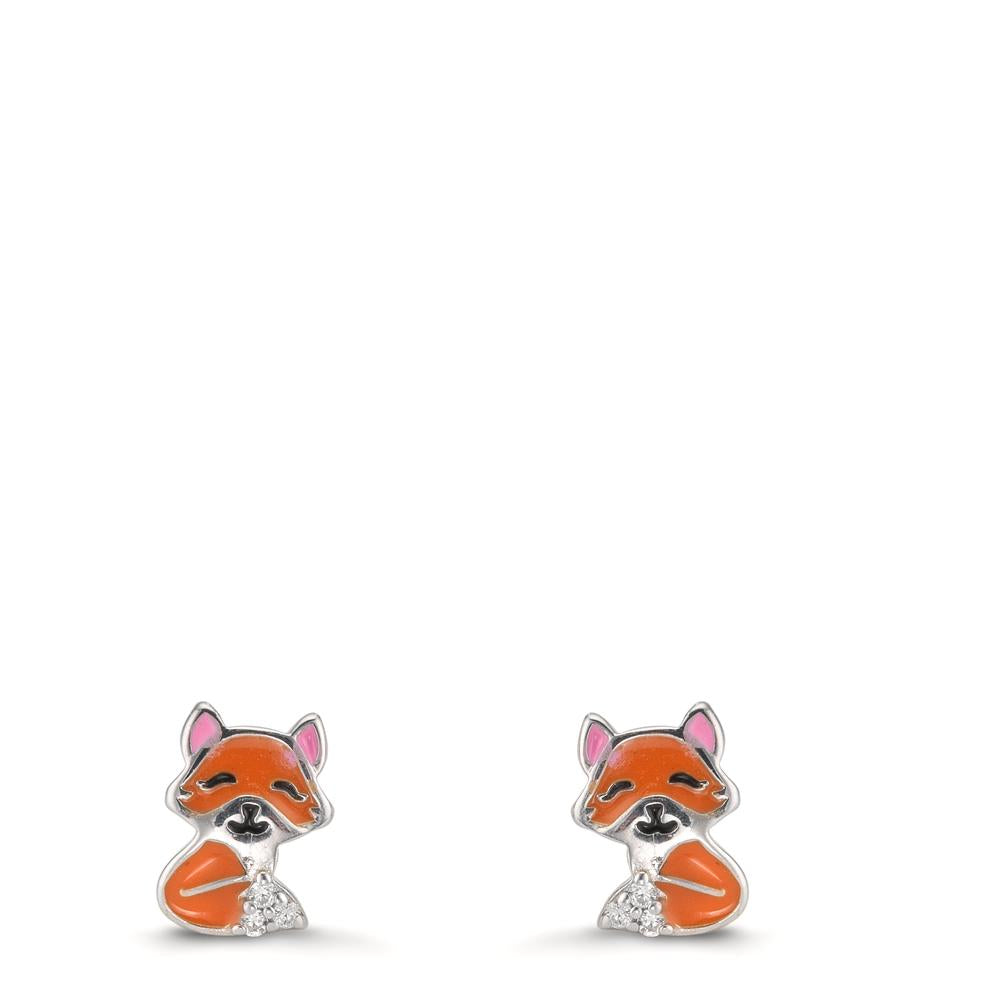 Clous d'oreilles Argent Zircone 6 Pierres Rhodié Renard