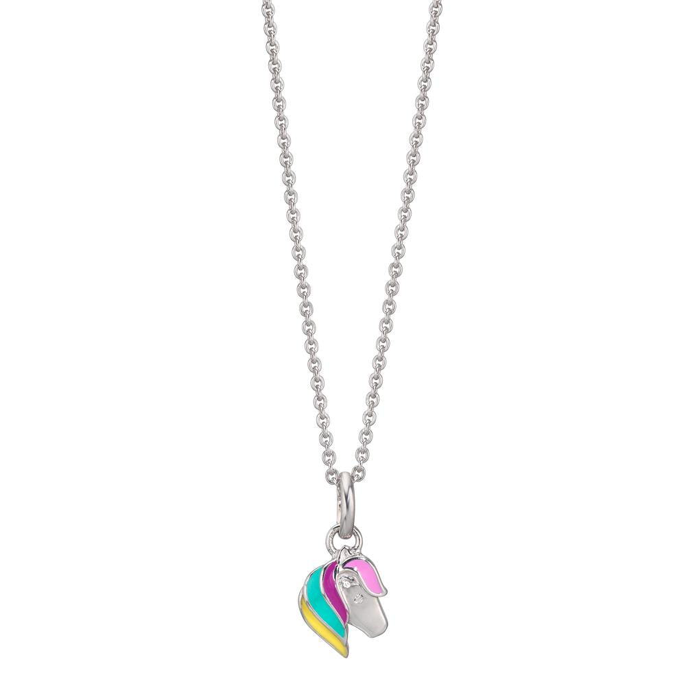 Chaînette avec pendentif Argent Zircone Rhodié Cheval 36-38 cm